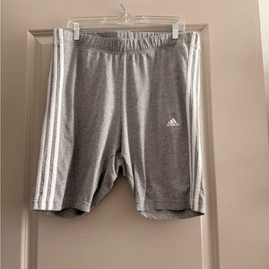 Adidas Women's Gray Athletic Shorts with White Stripes